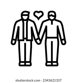 gay lgbt couple love line icon vector. gay lgbt couple love sign. isolated contour symbol black illustration