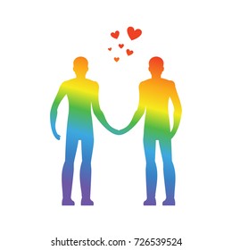 Gay love. LGBT heart. Guys hold hands. Together forever. Vector illustration
