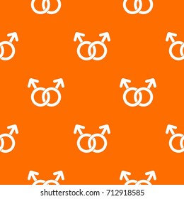 Gay love sign pattern repeat seamless in orange color for any design. Vector geometric illustration
