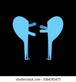 Gay love two halves of heart. embrace passion. Abstract LGBT illustration
