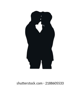 A Gay lovers couple kissing silhouette vector, Homosexual concept, valentines day concept.