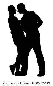 Gay Lovers Couple Silhouette Vector, Homosexual Concept, Valentines Day Concept.