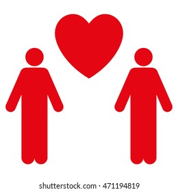 Gay Lovers icon. Vector style is flat iconic symbol with rounded angles, red color, white background.