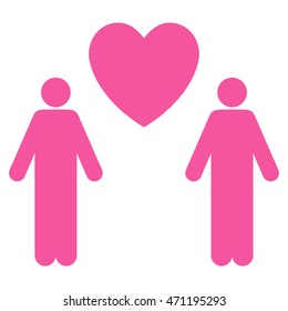 Gay Lovers icon. Vector style is flat iconic symbol with rounded angles, pink color, white background.