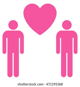 Gay Lovers icon. Vector style is flat iconic symbol with rounded angles, pink color, white background.