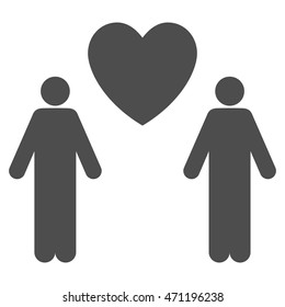 Gay Lovers icon. Vector style is flat iconic symbol with rounded angles, gray color, white background.