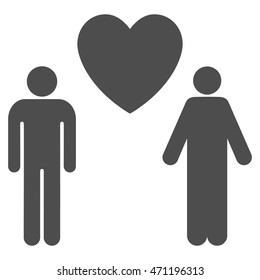 Gay Lovers icon. Vector style is flat iconic symbol with rounded angles, gray color, white background.