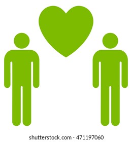 Gay Lovers icon. Vector style is flat iconic symbol with rounded angles, eco green color, white background.