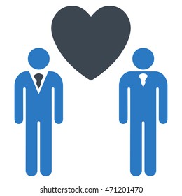 Gay Lovers icon. Vector style is bicolor flat iconic symbol with rounded angles, smooth blue colors, white background.