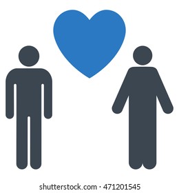 Gay Lovers icon. Vector style is bicolor flat iconic symbol with rounded angles, smooth blue colors, white background.