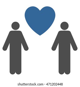 Gay Lovers icon. Vector style is bicolor flat iconic symbol with rounded angles, cobalt and gray colors, white background.