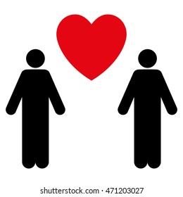 Gay Lovers icon. Vector style is bicolor flat iconic symbol with rounded angles, intensive red and black colors, white background.