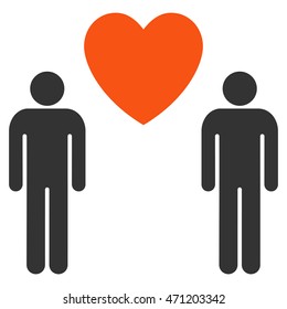 Gay Lovers icon. Vector style is bicolor flat iconic symbol with rounded angles, orange and gray colors, white background.