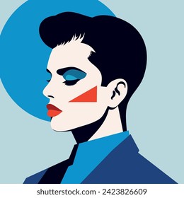 Gay Man with makeup. People lifestyle, fashion, LGBT pride concept. Vector flat illustration. 