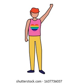 gay man protest avatar character vector illustration design