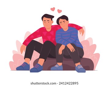 Gay Men Couple in Love for Valentine's Day Concept Illustration