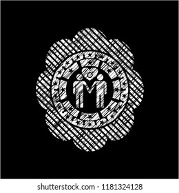 gay men love icon drawn chalk emblem, retro style, chalk or chalkboard texture