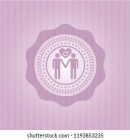 gay men love icon inside realistic pink emblem