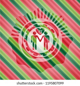 gay men love icon inside christmas emblem.