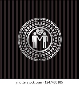 gay men love icon inside silvery badge or emblem