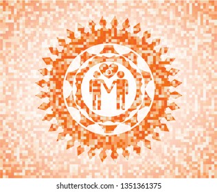 gay men love icon inside abstract emblem, orange mosaic background