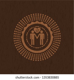 gay men love icon inside wooden signboards