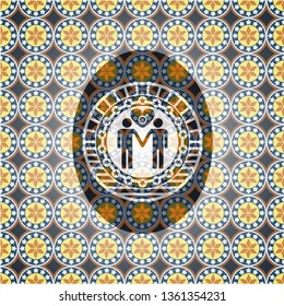 gay men love icon inside arabic emblem. Arabesque decoration.