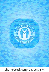 gay men love icon inside sky blue mosaic emblem