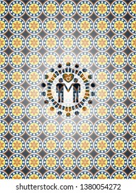 gay men love icon inside arabesque style emblem. arabic decoration.