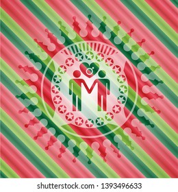 gay men love icon inside christmas colors style emblem.