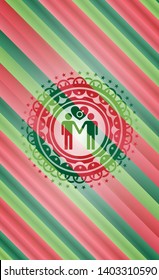 gay men love icon inside christmas emblem background.