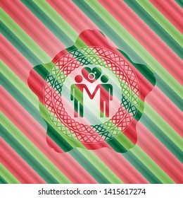 gay men love icon inside christmas style badge..