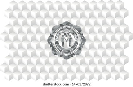 gay men love icon inside retro style grey emblem with geometric cube white background