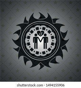 gay men love icon inside black emblem. Vintage.