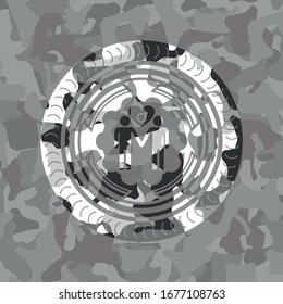 gay men love icon on grey camouflaged texture