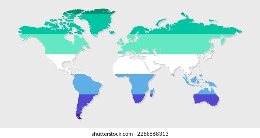 Gay men pride flag in a shape of World map. Flag of gay, transgender, bisexual, lesbian etc. Pride concept