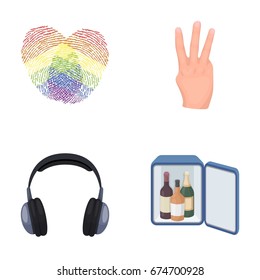 gay, music and other web icon in cartoon style.deafness, alcohol icons in set collection.