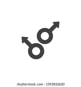 Gay orientation vector icon. filled flat sign for mobile concept and web design. Male gender symbols glyph icon. Symbol, logo illustration. Vector graphics