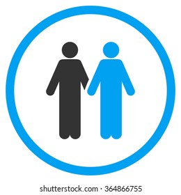 Gay Pair vector icon. Style is bicolor flat circled symbol, blue and gray colors, rounded angles, white background.