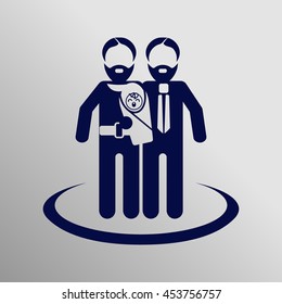 Gay Parents With Child Vector Icon Illustration