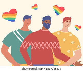 
Gay poster. Love of men. Vector illustration in cartoon style.