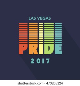Gay Pride 2017 creative poster rainbow spectrum flag, homosexuality emblem in retro style. LGBT rights concept. Parades announcement banner, placard, invitation card typographic design