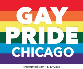 Gay pride background with "Gay Pride Chicago" over flag