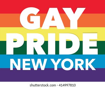 Gay pride background with "Gay Pride New York" over flag