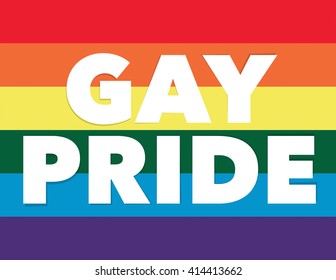 Gay pride background with "Gay Pride" over flag