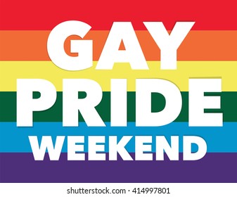 Gay pride background with "Gay Pride Weekend" over flag