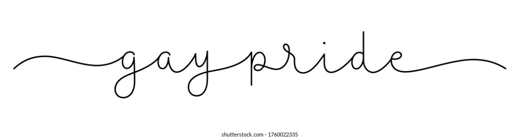 GAY PRIDE black vector monoline calligraphy banner with swashes