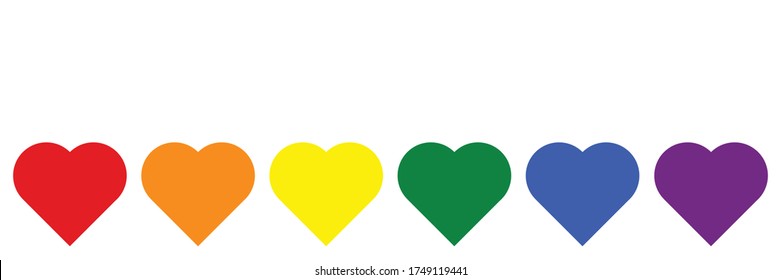 Gay pride day, hearts in the colors of the gay flag.