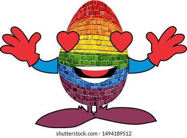 Gay pride egg in brick style - Illustration, 
Rainbow mascot