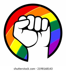 Gay pride fists rainbow lgbtqia+ logo vector